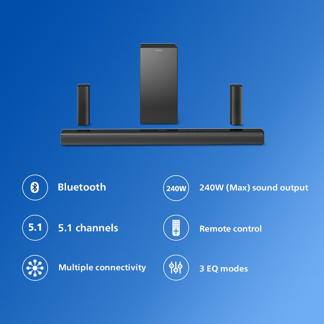 PHILIPS TAB4518 SOUNDBAR: 5.1 CH 240W WIRELESS SUBWOOFER - Image 2